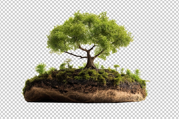 A planet earth with a tree isolated on a white background