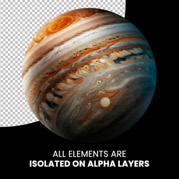 PSD pianeta giove isolato su strato alfa, png