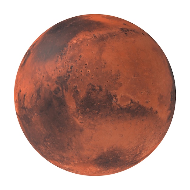 Планета Марс, красная планета, изолированные на прозрачном фоне 3d-рендеринга