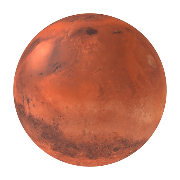 PSD pianeta marte, il pianeta rosso isolato su sfondo trasparente rendering 3d