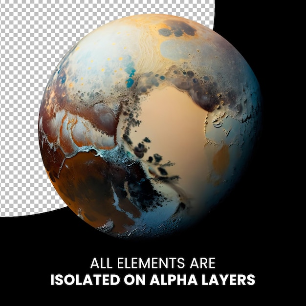 Planet Pluto isolated on alpha layer, png