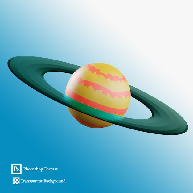 PSD planet with ring 3d illustration