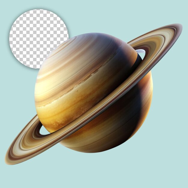 Planeta Saturna z pierścieniami gazowymi na głębokim przezroczystym tle