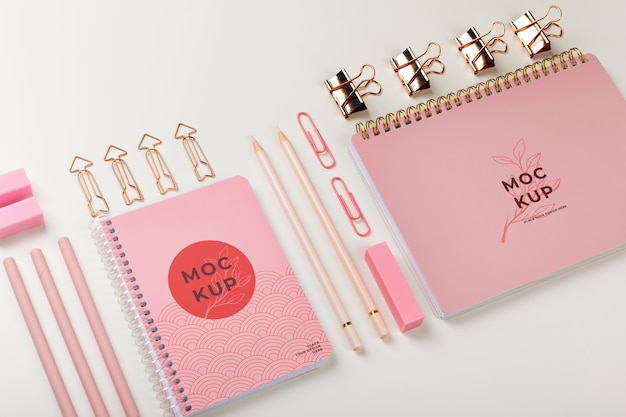 Planner mock-up with office stationery