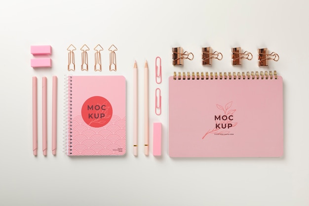 Planner mock-up with office stationery