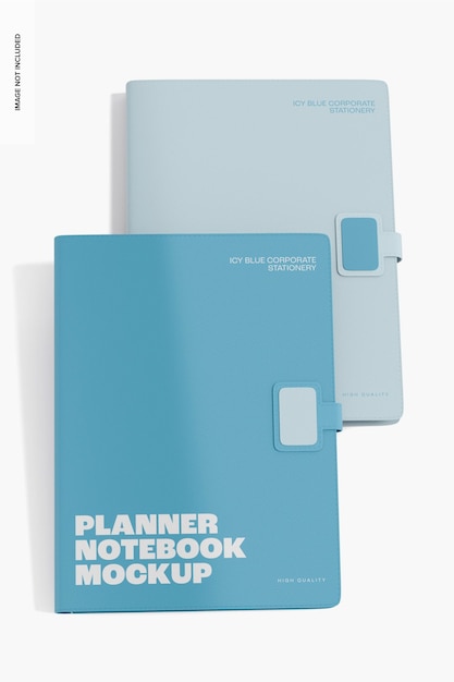 Planner notebooks mockup, leaned