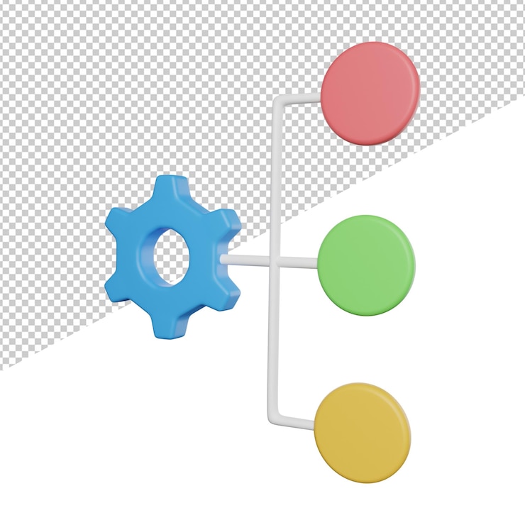 PSD planning strategy choice side view 3d rendering icon illustration on transparent background