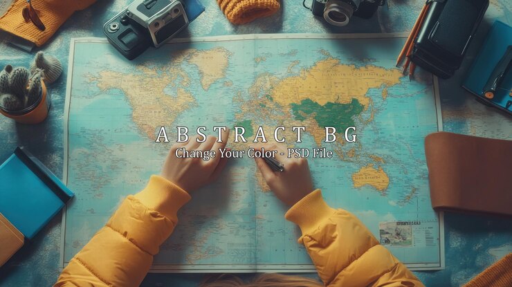 PSD planning a trip a world map adventure