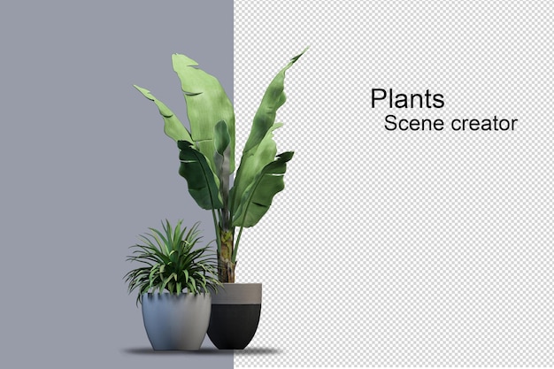 Plant art 3d mockup di piante d'appartamento incastonate in fiori