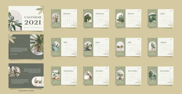 PSD plant desk calendar template