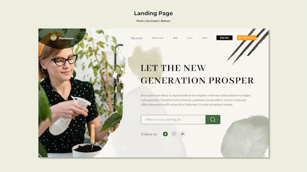 PSD plant go green nature landing page