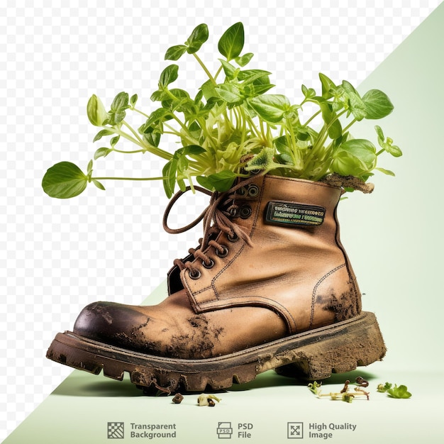 PSD a plant growing out of a shoe that says 