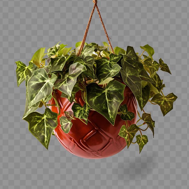 PSD a plant hanging from a red pot with the letters h on it