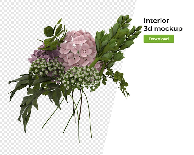 PSD ポット装飾モックアップデザインの植物