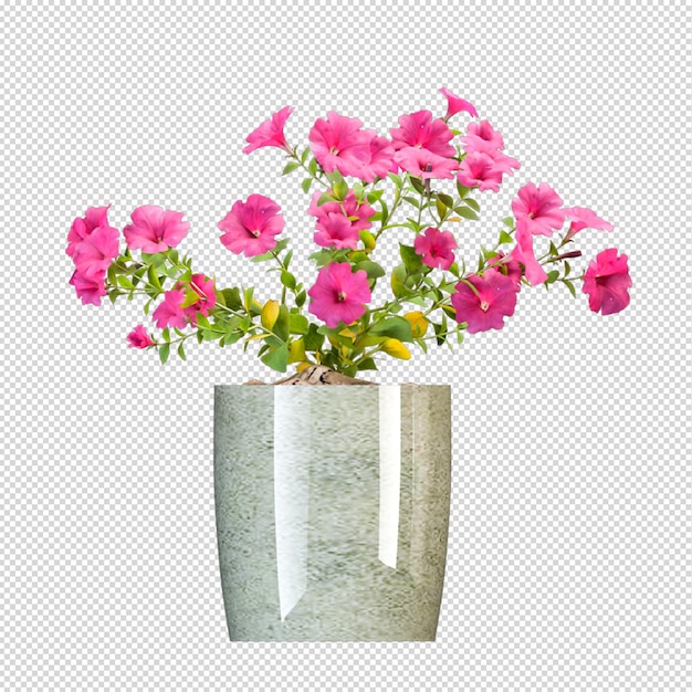 Plant in pot in 3d-rendering isometrisch