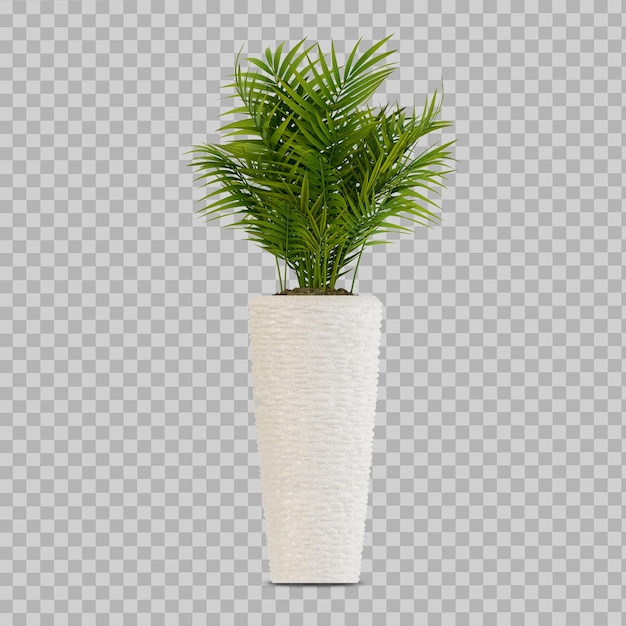 分離された3dレンダリングで白い鍋に植える