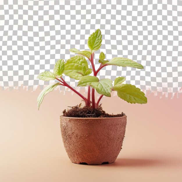 PSD a plant is in a pot with a pink background with a white checkered pattern
