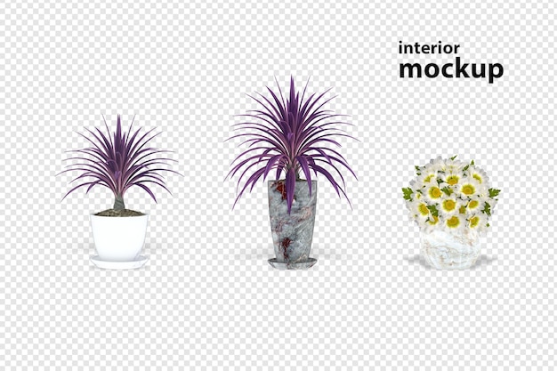 Plant mockup 3d-rendering geïsoleerd