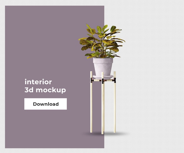 plant in pot 3d mockup