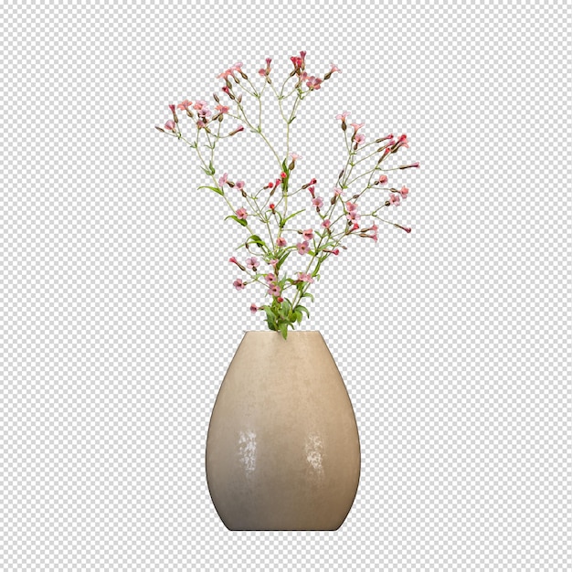 Plant in pot in 3d rendering isometric