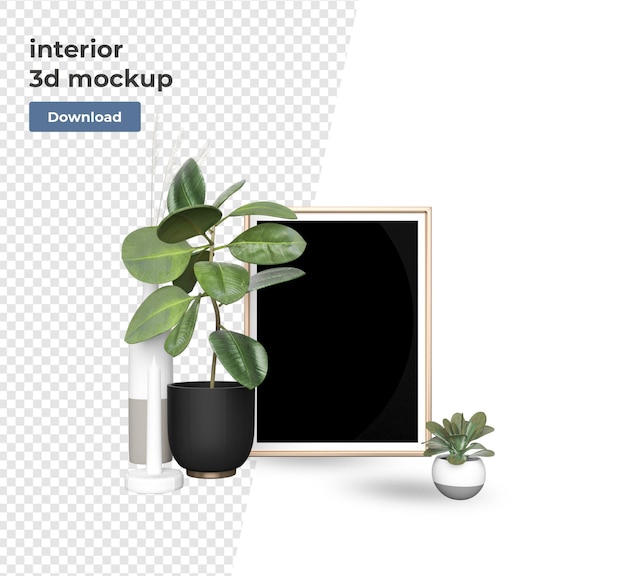 PSD plant in pot decoration and interior design