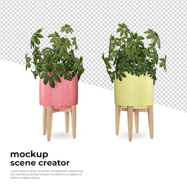 Pianta in vaso rendering decorazione mockup