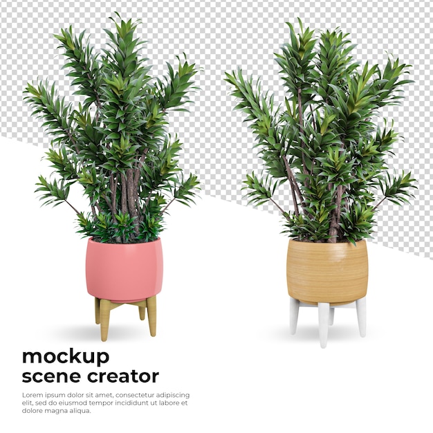 Pianta in vaso rendering decorazione mockup