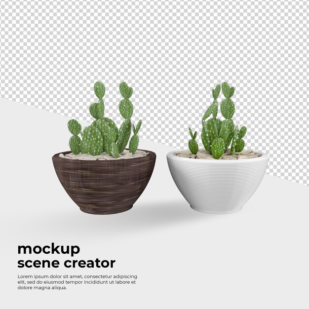 Pianta in vaso rendering decorazione mockup