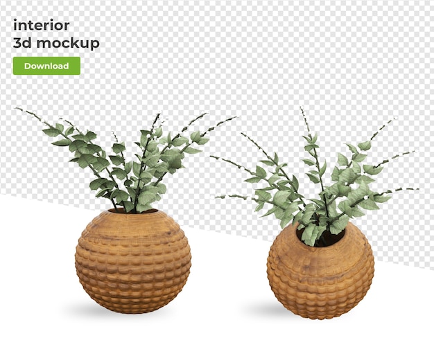 Plant in pot in rendering isolated designs