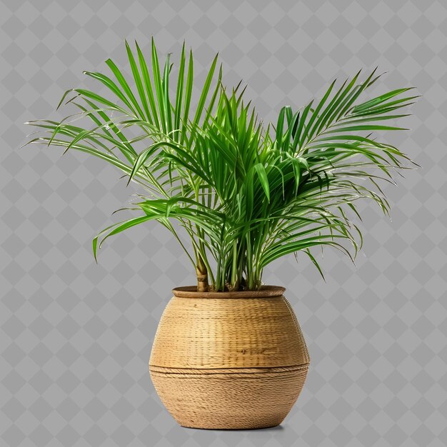 PSD a plant in a pot with a background of a palm tree