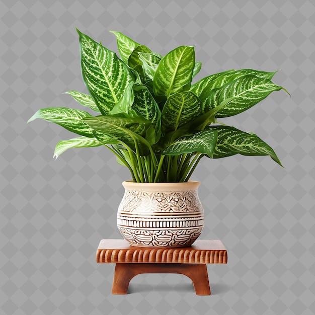 A plant in a pot with a pattern on it