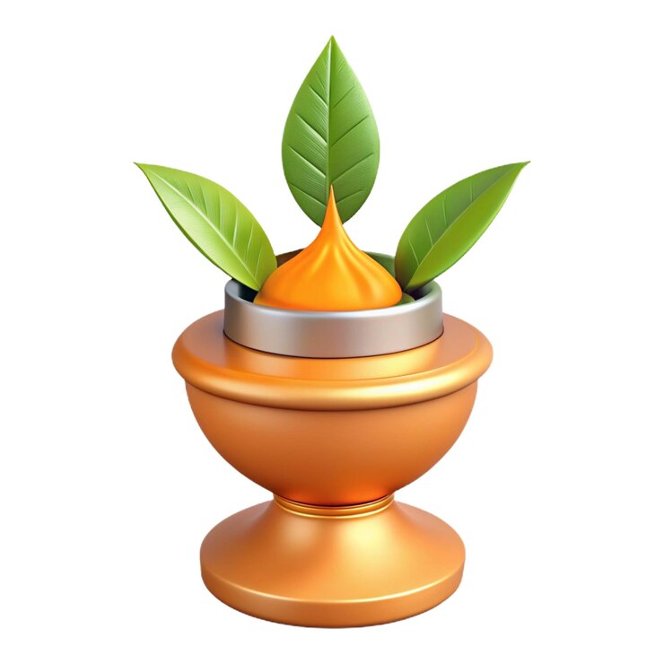 PSD a plant pot with a plant on it and a leaf on the top