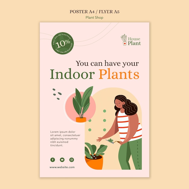 Plant shop poster template