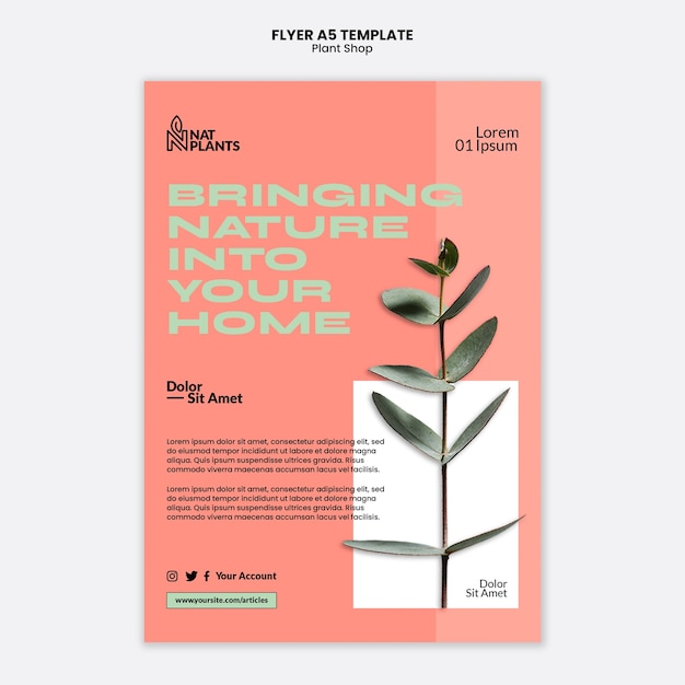 PSD plant shop poster template