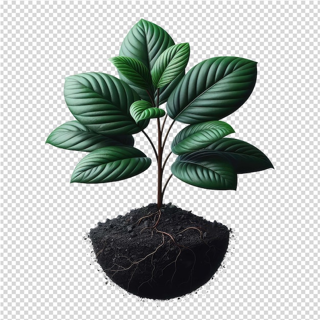 PSD una pianta con foglie verdi e uno sfondo nero