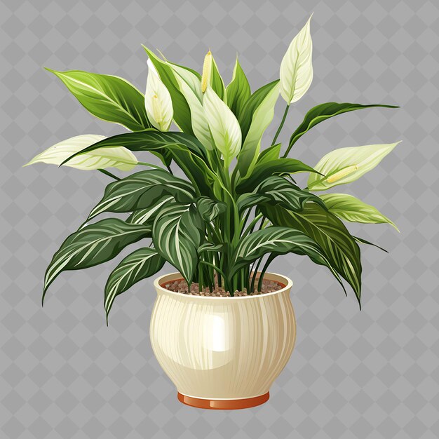 PSD a plant with green leaves in a pot with a gray background