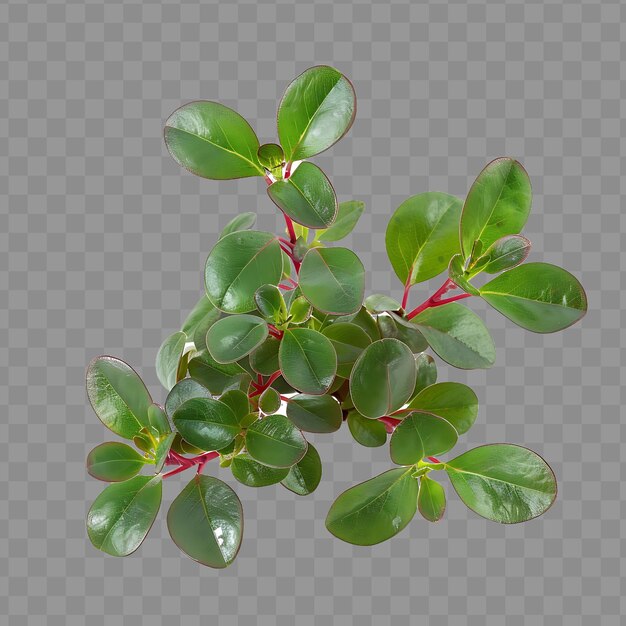 PSD a plant with green leaves and red stems