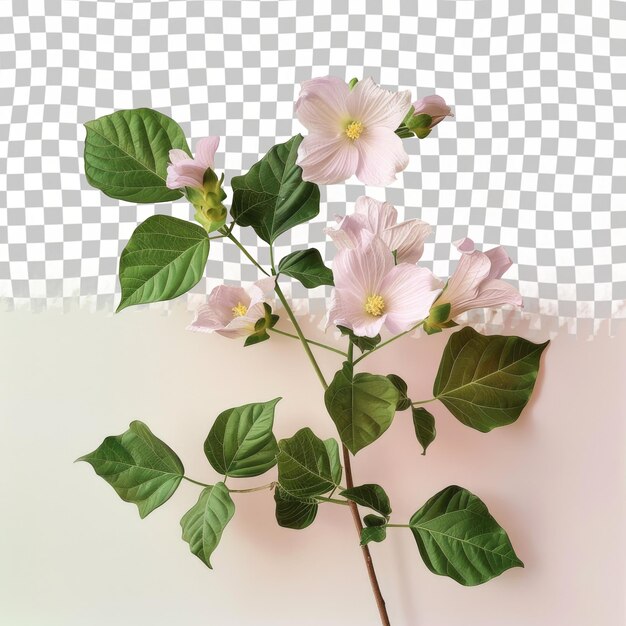 ピンクの花がついた植物が花瓶の中にある