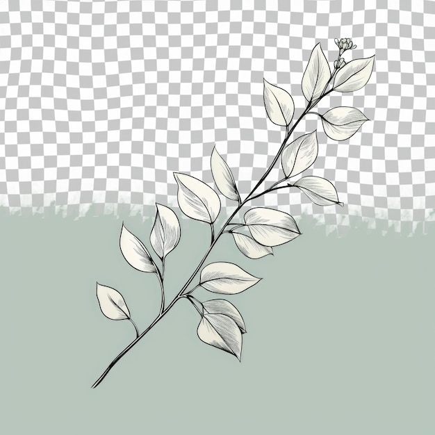 Una pianta con foglie bianche su uno sfondo trasparente come un'arte al buio