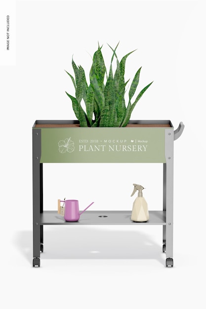 PSD planter with wheels mockup front view