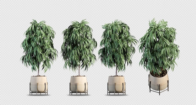 PSD 3dレンダリングされた鉢植えの植物