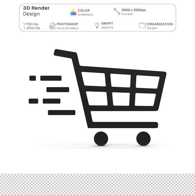PSD płaska ikona zakupowa 3d modelowanie pliku psd realistyczny czarny piątek