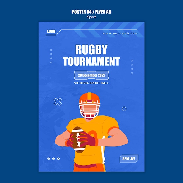 PSD płaska konstrukcja gry szablon plakatu sportowego
