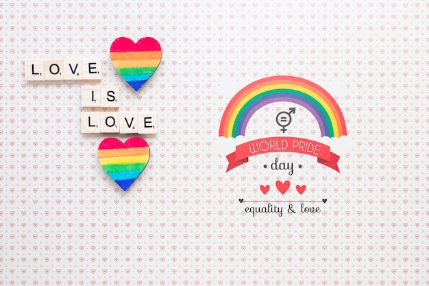 Płaska świeża kompozycja duma lgbt z copyspace