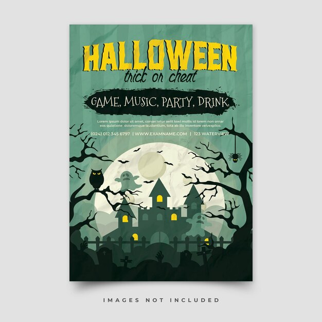 Płaski Pionowy Szablon Ulotki Halloween