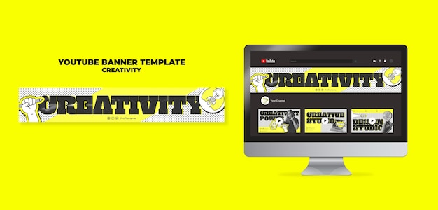 Płaski projekt kreatywności koncepcji youtube baner