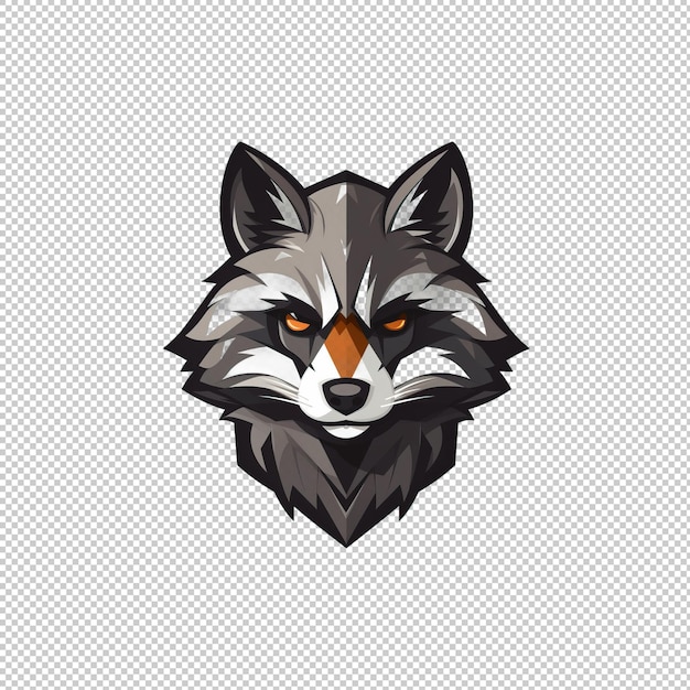 PSD płaskie logo raccoon izolowane tło