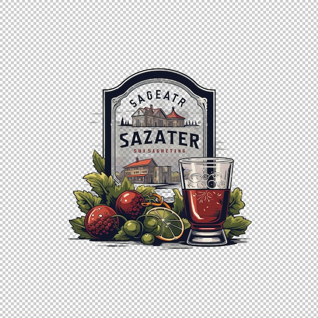 PSD płaskie logo sazerac z odizolowanym tłem