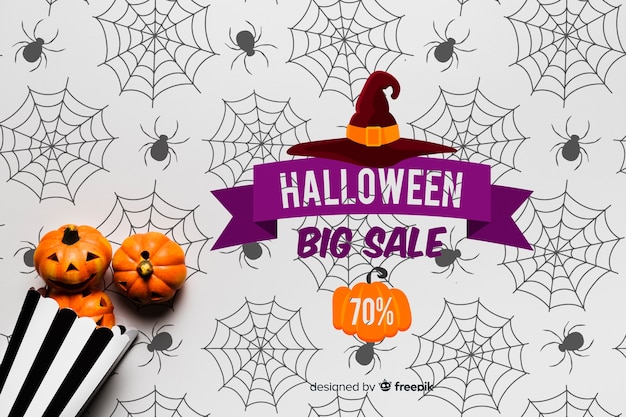 Płaskie ukształtowanie koncepcji dynie Halloween