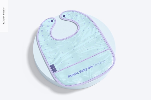 plastic baby bib mockup, top view